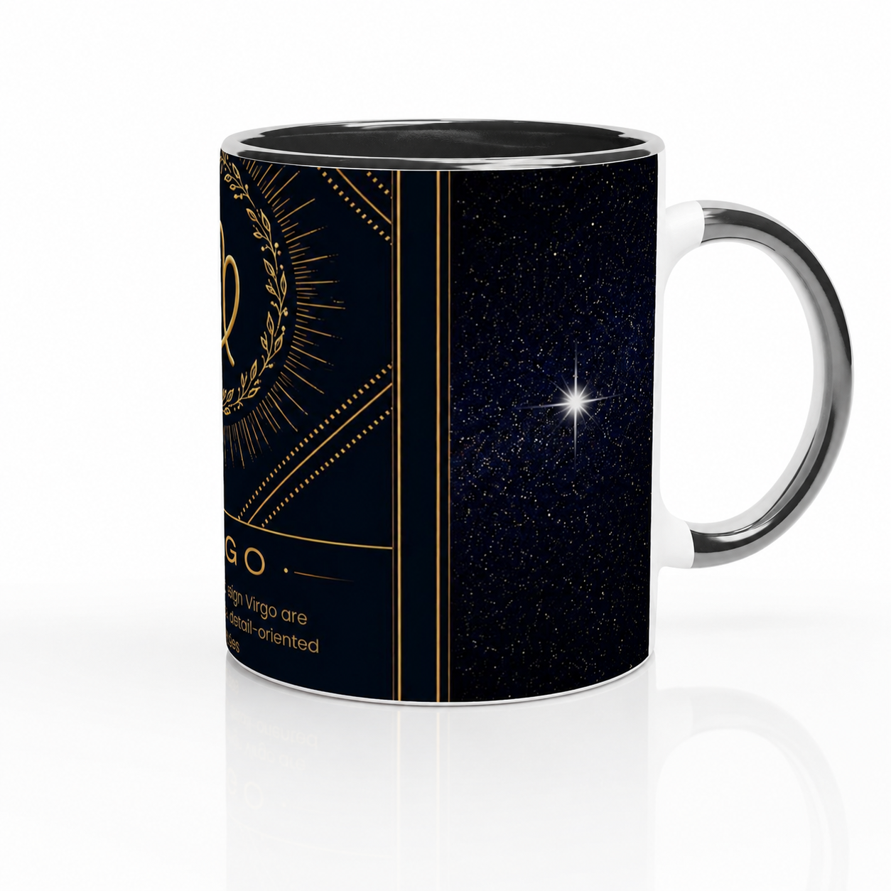 Virgo Zodiac 11oz Ceramic Mug – Black Glossy Finish