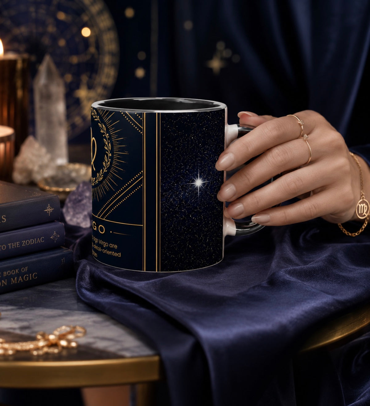 Virgo Zodiac 11oz Ceramic Mug – Black Glossy Finish