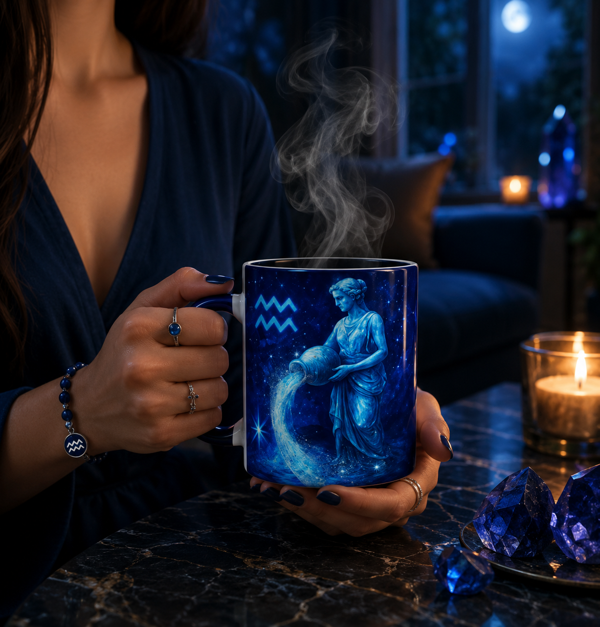 Celestial Aquarius zodiac sign 11oz Ceramic Mug for Strong Aquarian Girls