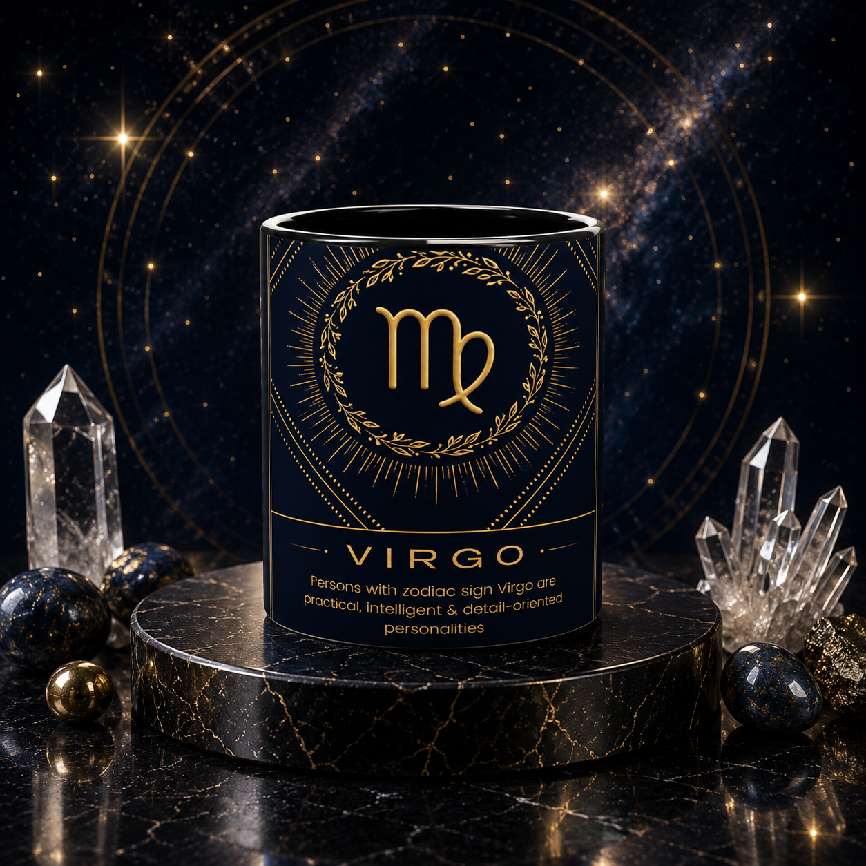 Virgo Zodiac 11oz Ceramic Mug – Black Glossy Finish
