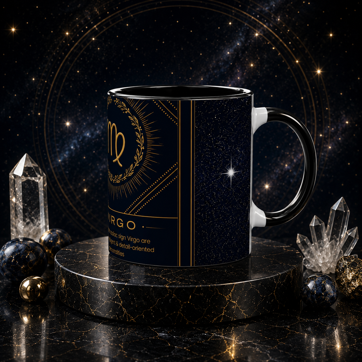Virgo Zodiac 11oz Ceramic Mug – Black Glossy Finish