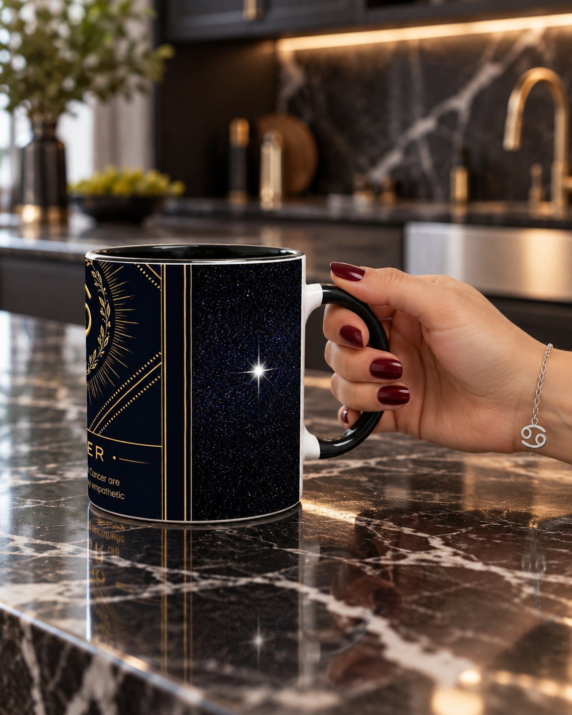Cancer Zodiac Magic Mug - 11oz Reveal Design | Unique Gift for Astrology Lovers - White 11oz Ceramic Mug with Color Inside