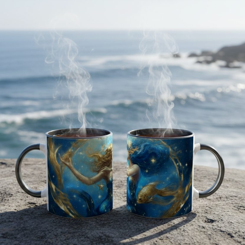 Flexi case/Pisces Astrological sign - White 11oz Ceramic Mug with Color Inside