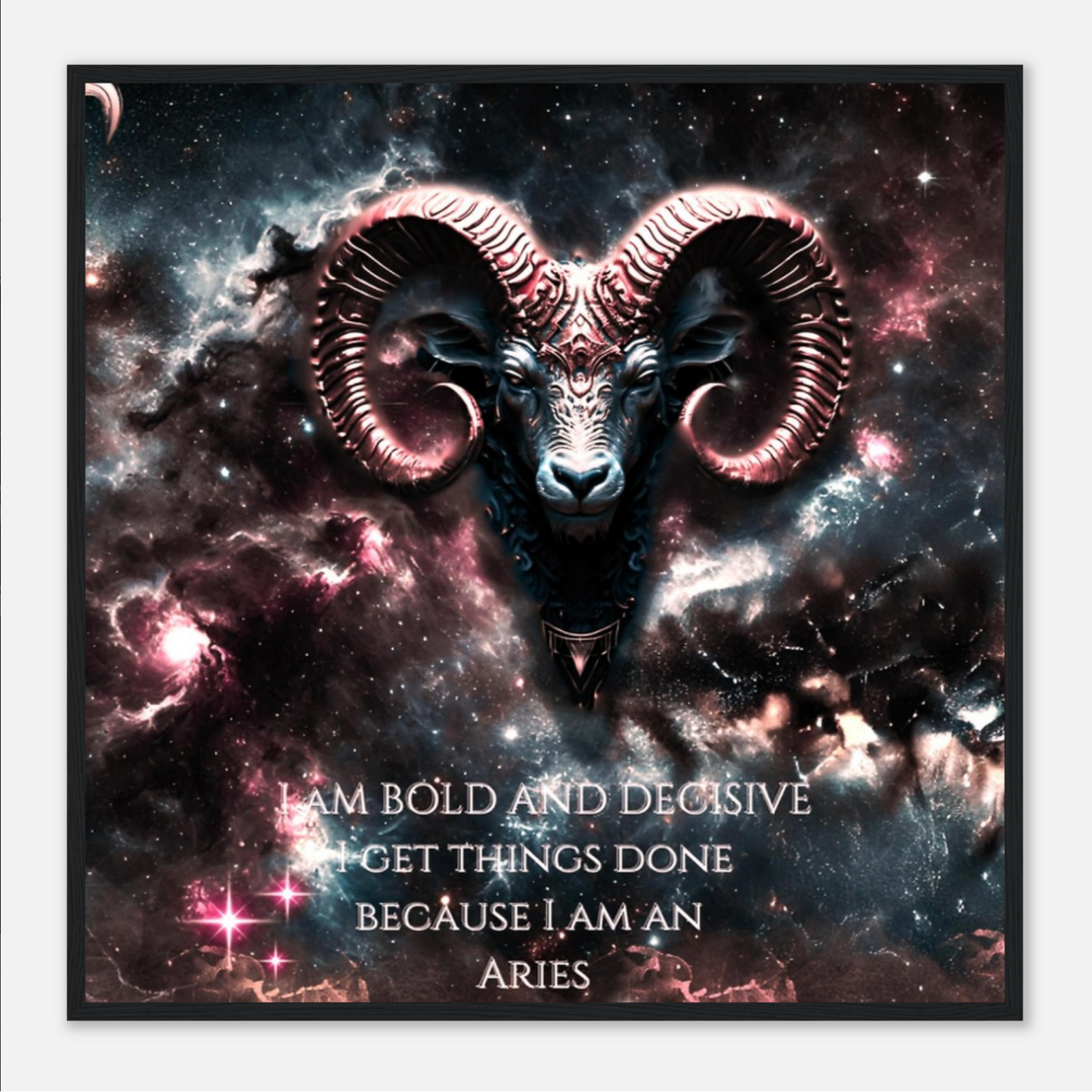 Aries Fine Art Wooden –70x70 cm / 28x28″ - Horizontal - Dark wood frame