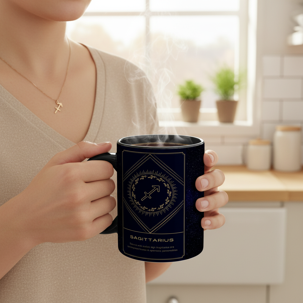 Sagittarius fire Sign Mug- White Latte 17oz Ceramic Mug - White 11oz Ceramic Mug with Color Inside